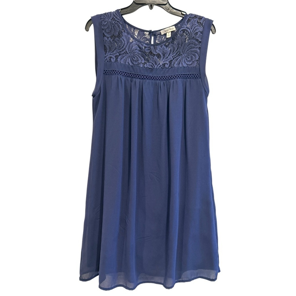 Speechless Navy Blue Lace Yoke Sleeveless Summer Wedding Guest Dress – Size L